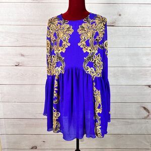 Intimately Free People Mini Dress Floral Flared Sleeve Gauze